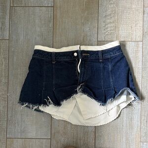 BDG Dark Blue Frayed Jean Skort